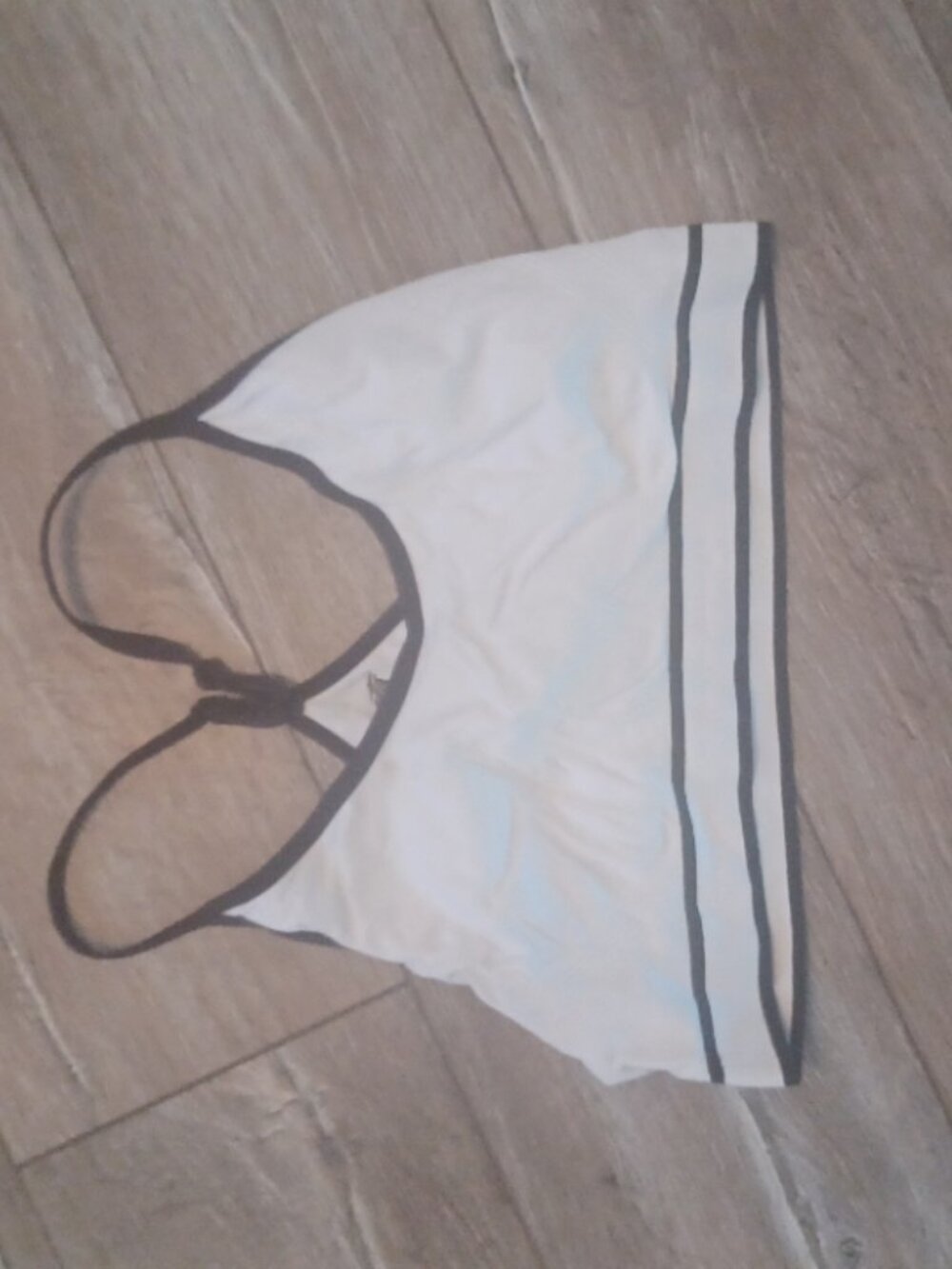 Plus Avia Black trim / White Sports Bra Adjustable Straps stretch XXL